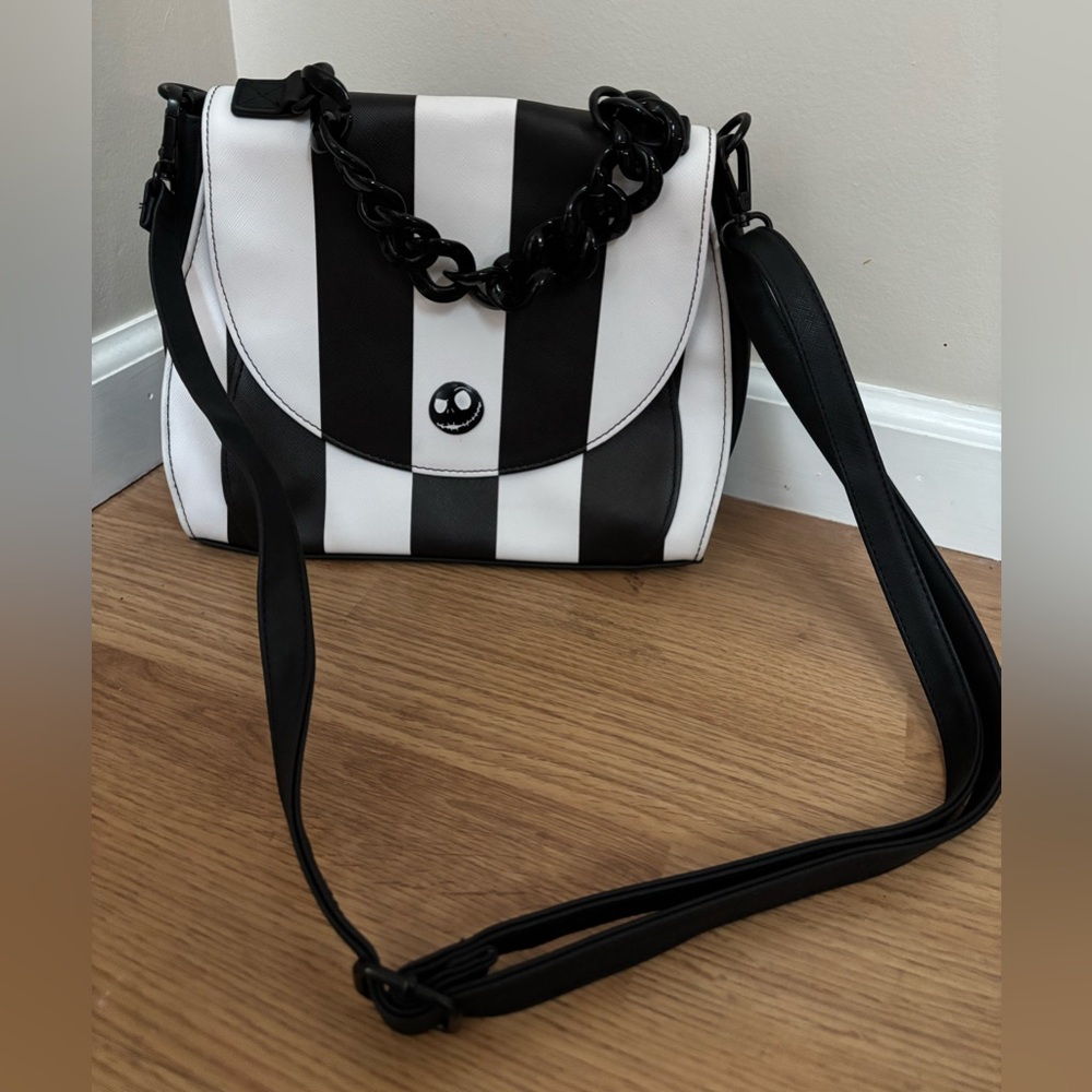 Loungefly Nightmare Before Christmas Women's Striped Saddle Crossbody Bag